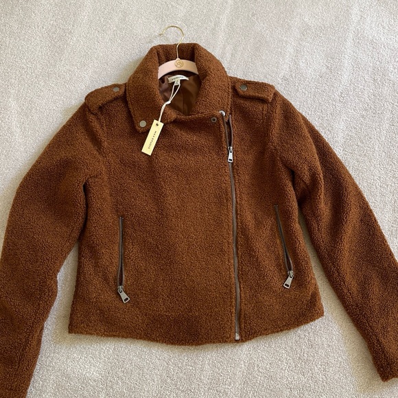 NWT Max Studio Moto Zip Jacket Size Small Sienna Brown - Picture 1 of 9